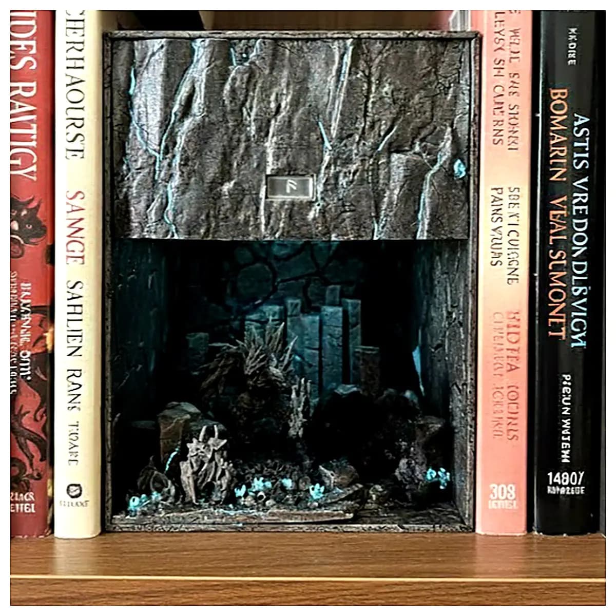 Cave Book Stand Model Hidden Hideaway Display Figurine Desk Decoration Cave Book Stand Art Piece