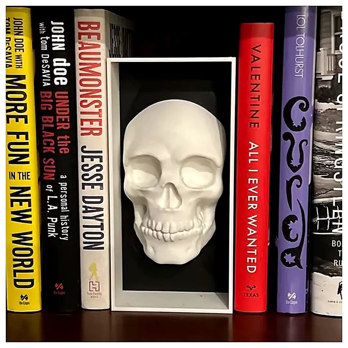 Gothic Skull Book Figurine Double Standing Display Hidden Storage Box Desk Decoration Art Ornament Shelf Decor