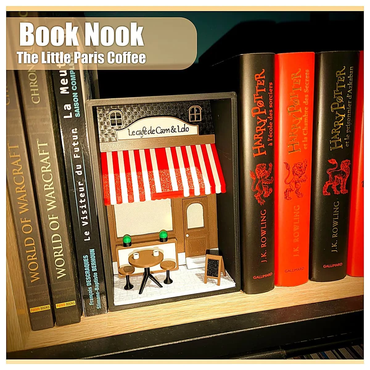 Book Stand Model Little Paris Cafe Miniature Coffee Shop Decoration Desktop Scene Toys Display Figures