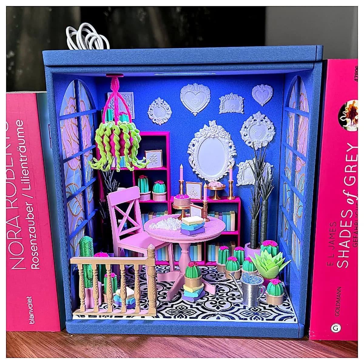 Victorian Style Winter Garden Reading Nook Shelf Display Ornament Festive Christmas Decoration Gift Idea