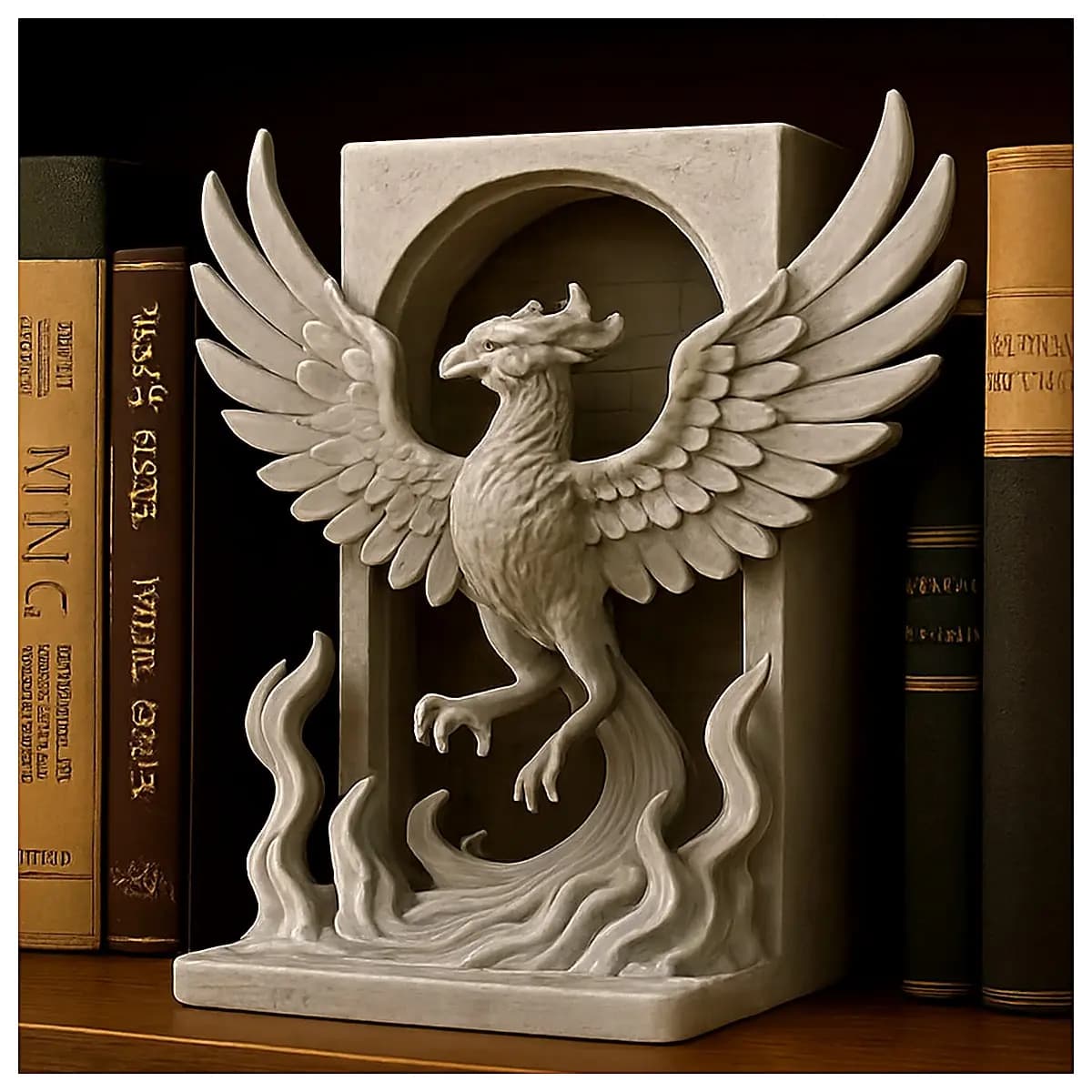 Phoenix Book Stand Figurine Desktop Decor Shelf Ornament Creative Gift Home Decoration Study Room Display Book Arrangement Accessory