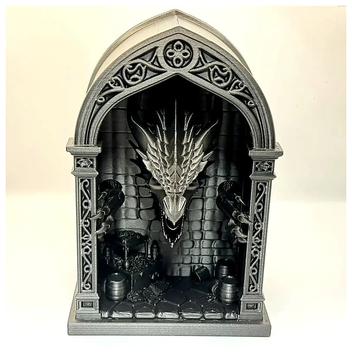 Dragon Gate Book Stand Display Figurine Fantasy Novel Decoration Treasure Model Desktop Ornament Scene Props Dragon Collection