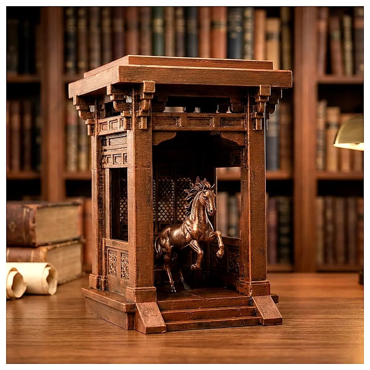 Blazing Stable Book Stand Model Desktop Decoration Study Room Ornament Creative Gift Support Stand Book Shelf Decor