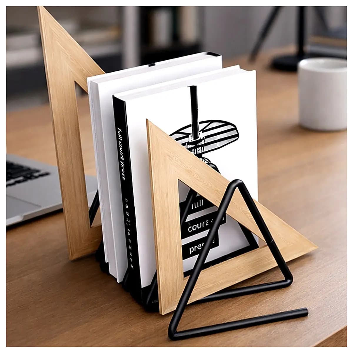Modern Triangular Book Stand Creative Shelf Desk Organizer Simple Book Holder Multi Functional Shelf Decorative Shelf