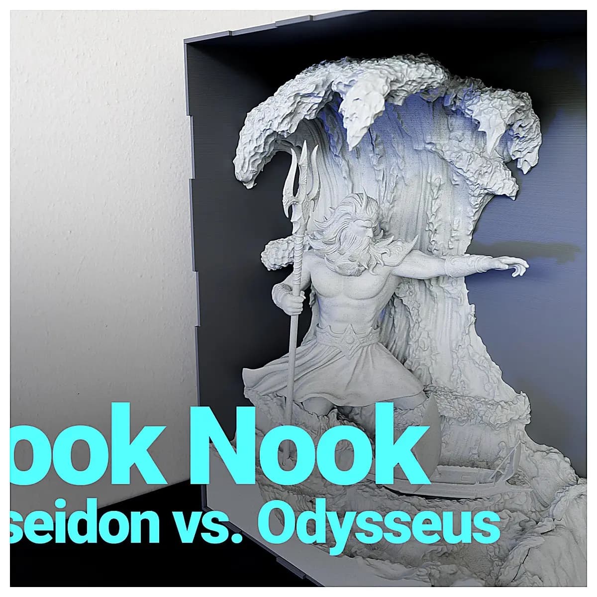 Book Stand Figurine Poseidon vs Odysseus Greek Mythology Figurine Sculpture Model Decoration Scene Display Art Piece