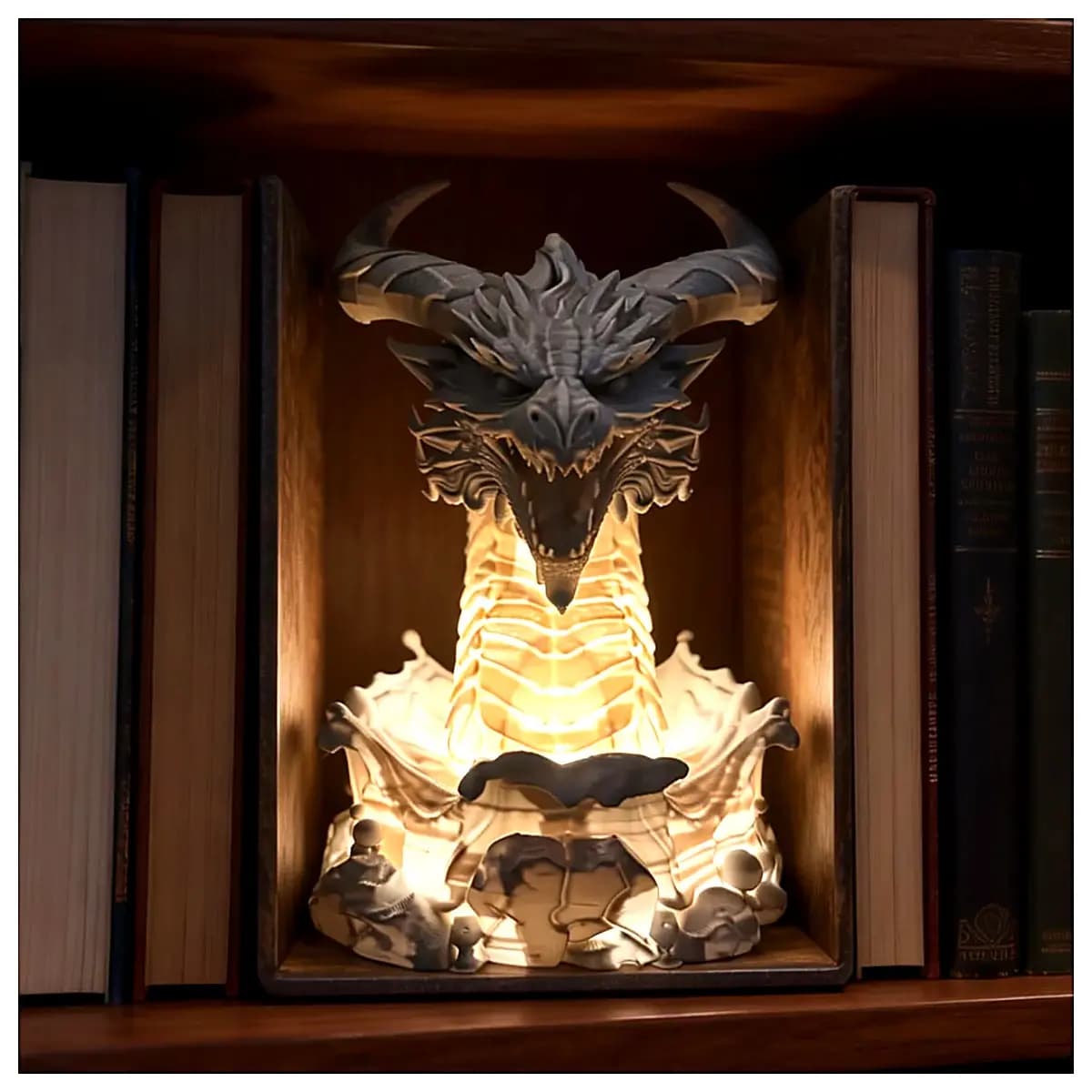 Dragon Roar Book Stand Figurine Collection Desktop Display Model Toys Scene Decoration Dragon Toy Figure
