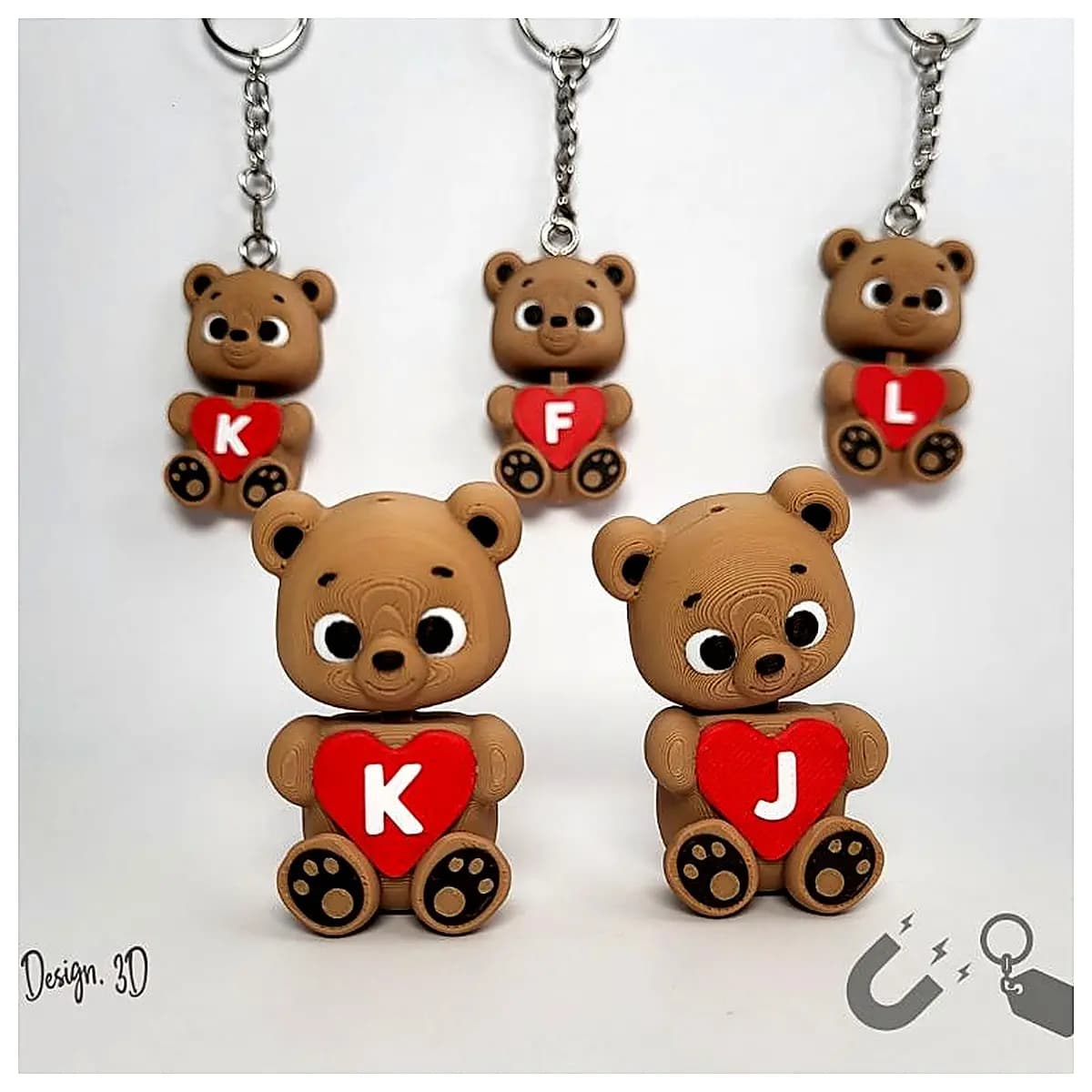 Teddy Bear A Z Magnetic Keychain Cute Novelty Gift Kids Toy Couple s Present Birthday Surprise Keychain Accessory