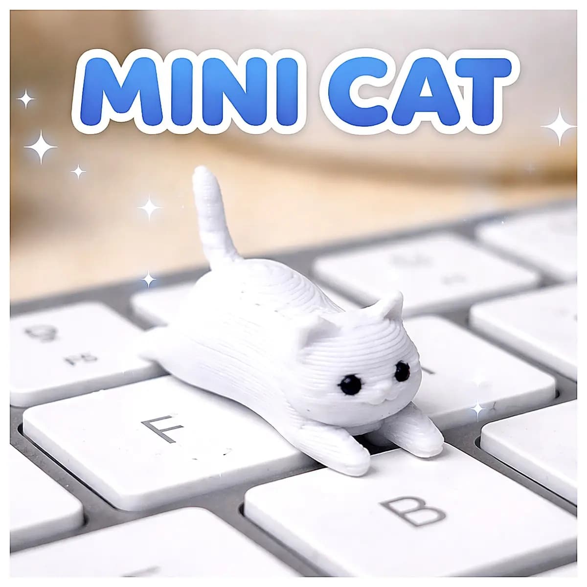 Mini Cat Figurine Cute Cartoon Kitten 3D Printed Model Pet Decoration Desktop Ornament Easy to Print