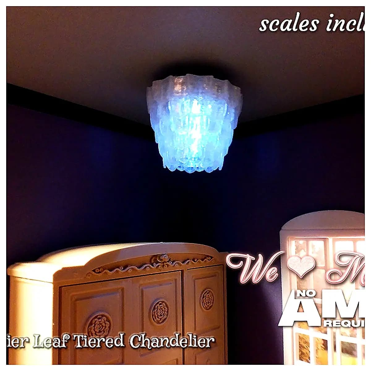 Dollhouse Movable Verbier Leaf Layered Chandelier Model Toy Simulation Lighting Kids Room Decoration Dollhouse Accessories