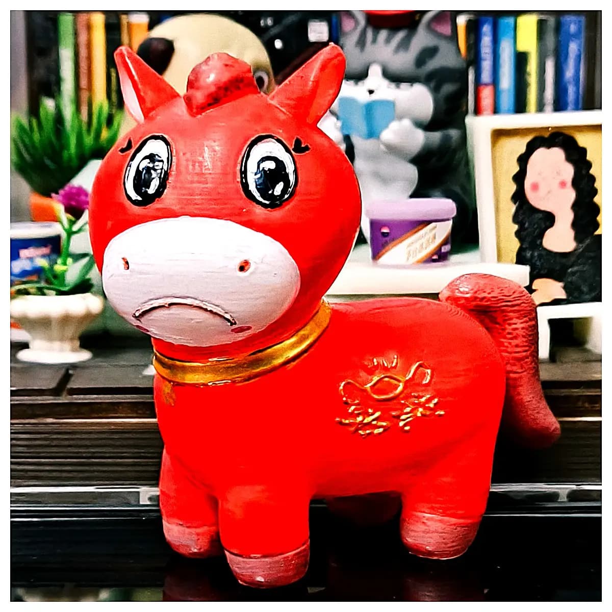 Kukuku Horse Toy Model Classic Cartoon Figurine Car Decoration Child Birthday Gift Realistic Plush Toy Car Accessories Toy Parts