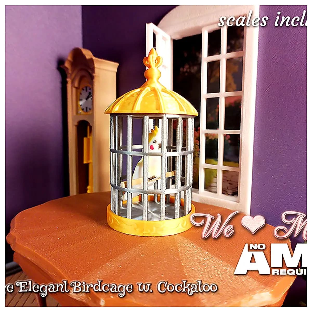 Dollhouse Bird Cage Toy Parrot Decoration Mini Birdhouse Kids Play Set Accessory Scene Setting