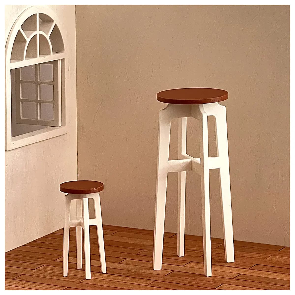 Mini Dollhouse Bar Stool Toy Furniture Restaurant Chair Counter Stool Kids Furniture Indoor Decoration Dollhouse Accessories Scene Setting