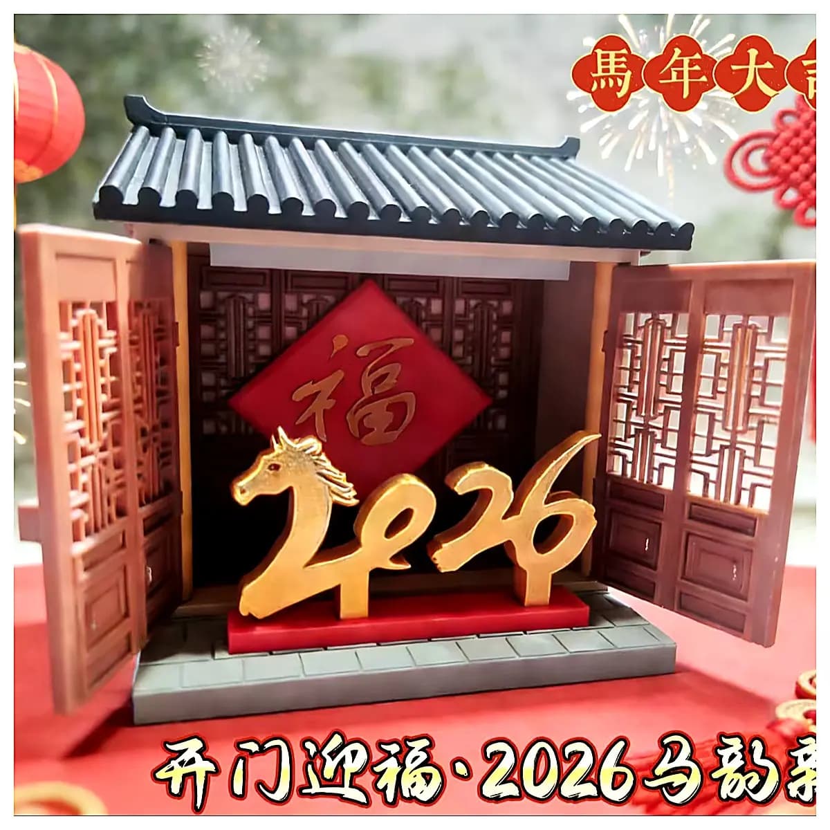 Open Door Welcoming 2026 Ma Yun New Year Decor Festive Gift Ornament Indoor Decoration Spring Festival Decoration Blessing Ornament Auspicious