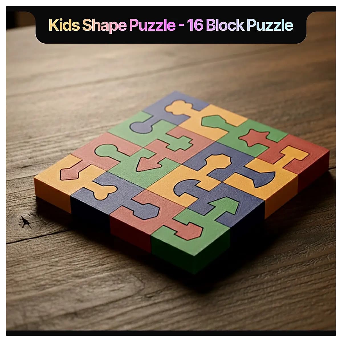 Kids Shape Puzzle 16 Piece Building Blocks Toy Baby Cognitive Game Shape Sorting Learning Recognition Early Education Toys