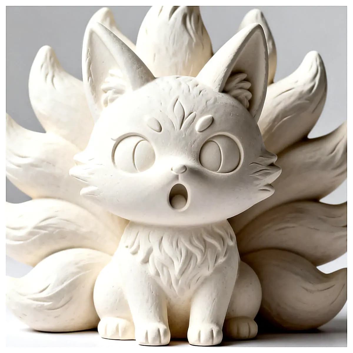 Nine Tailed Fox Toy Fox Model Q Version Collectible Cute Animal Figure Fox Parts Repair