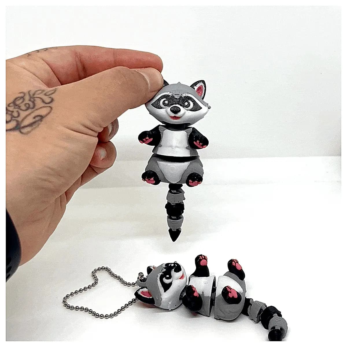 Animatronic Raccoon Toy Animal Keychain Raccoon Accessories Raccoon Decor Pet Ornament Raccoon Gift 2 Pack