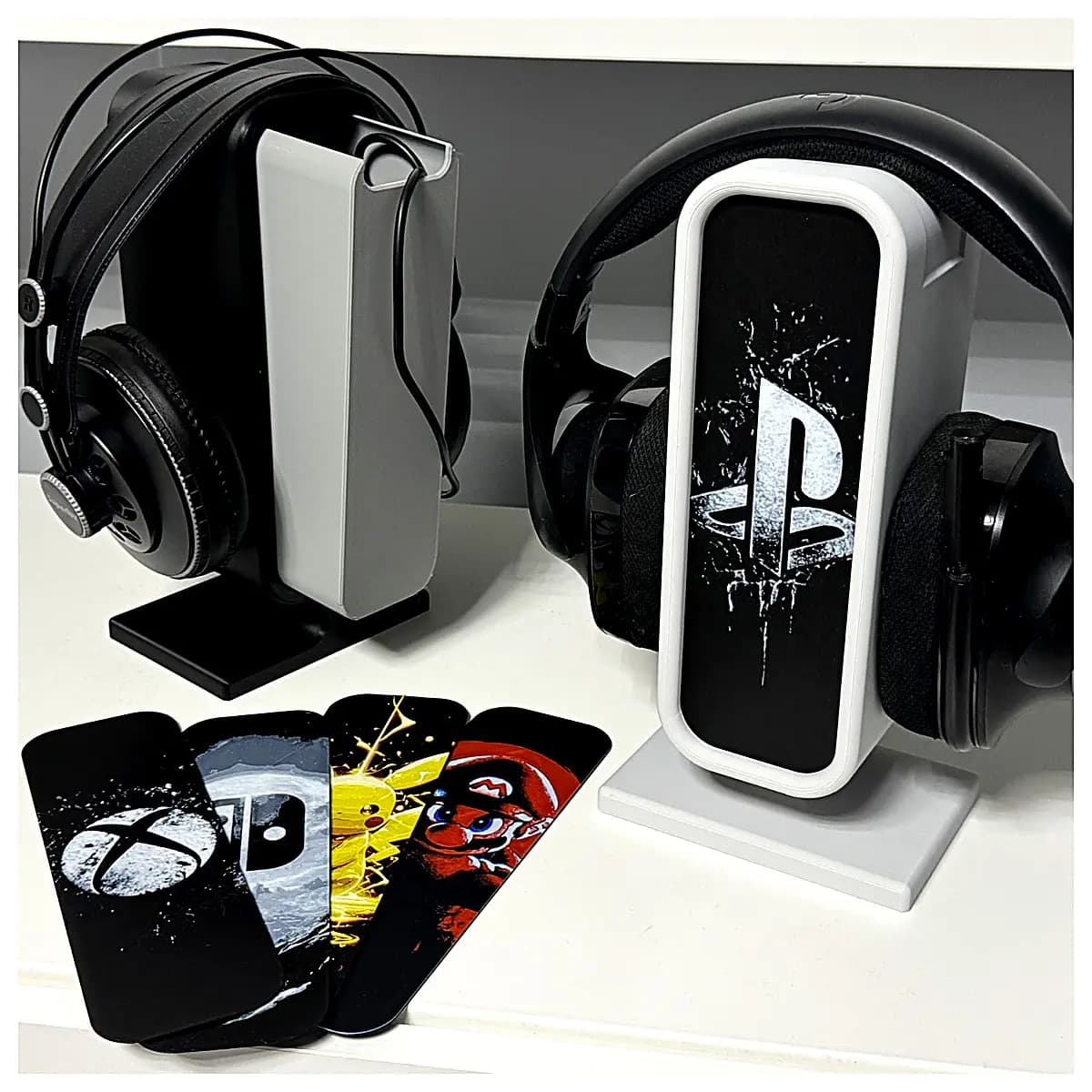 Headphone Holder Replaceable Front Panel Hidden Storage Box Phone Stand Desktop Mount Headphones Stable Support