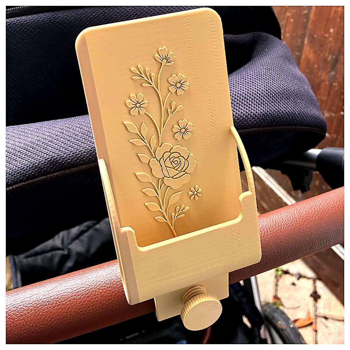 Baby Stroller Phone Mount Floral Design Car Seat Holder Mobile Phone Bracket Accessory Child Car Parts Compatible with Strollers Infant Toys