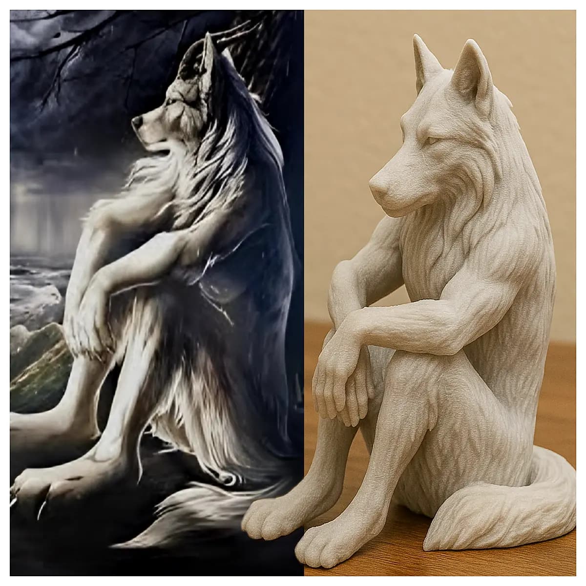 werewolf printable stl file low poly character horror game digital download for blender maya