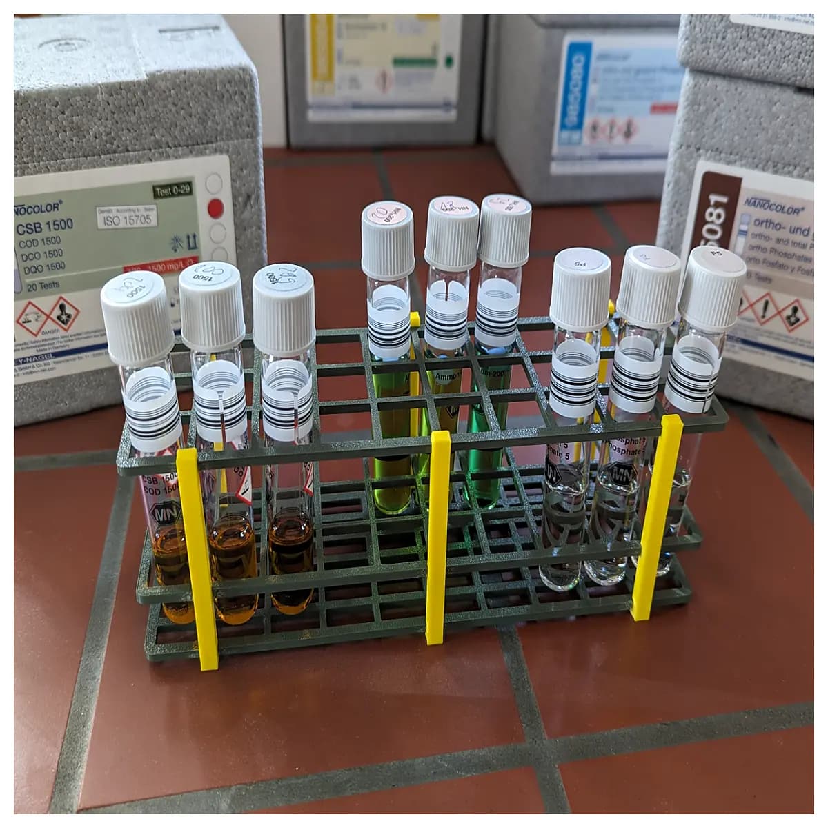 cuvette rack holder lab bench storage organizer for spectrophotometer test tubes cuvettes