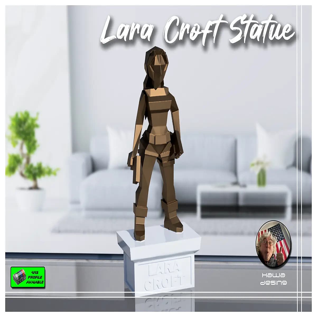 lara croft low poly statue tomb collectible figure gaming decor piece