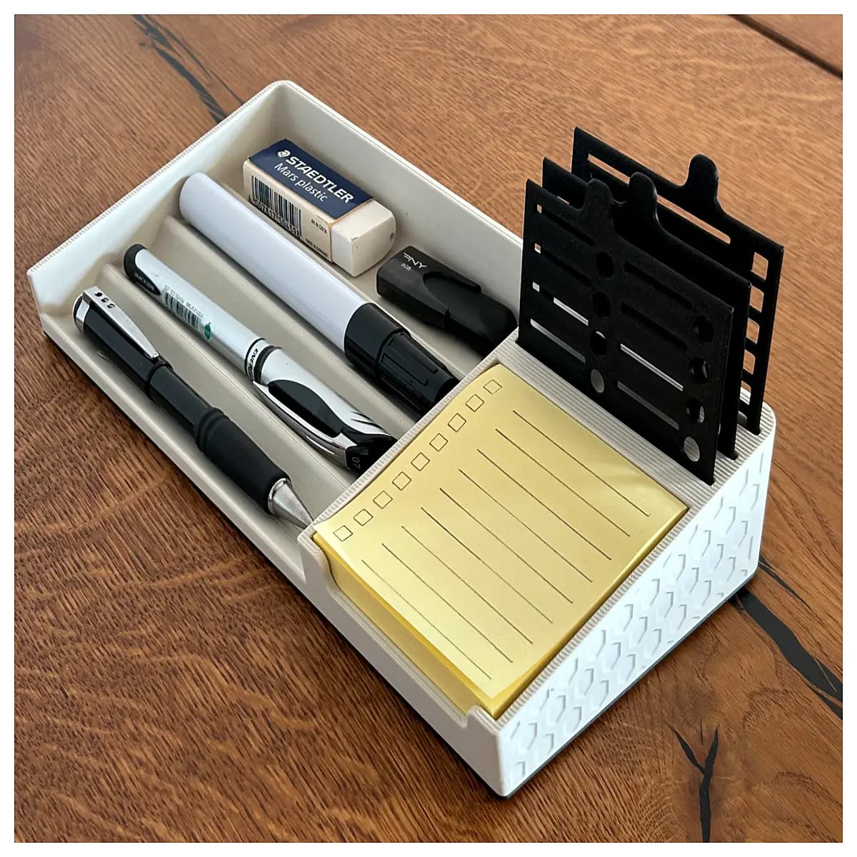 desktop organizer with sticky notes template desk storage for office supplies paper clip holder memo pad workspace tidying accessories