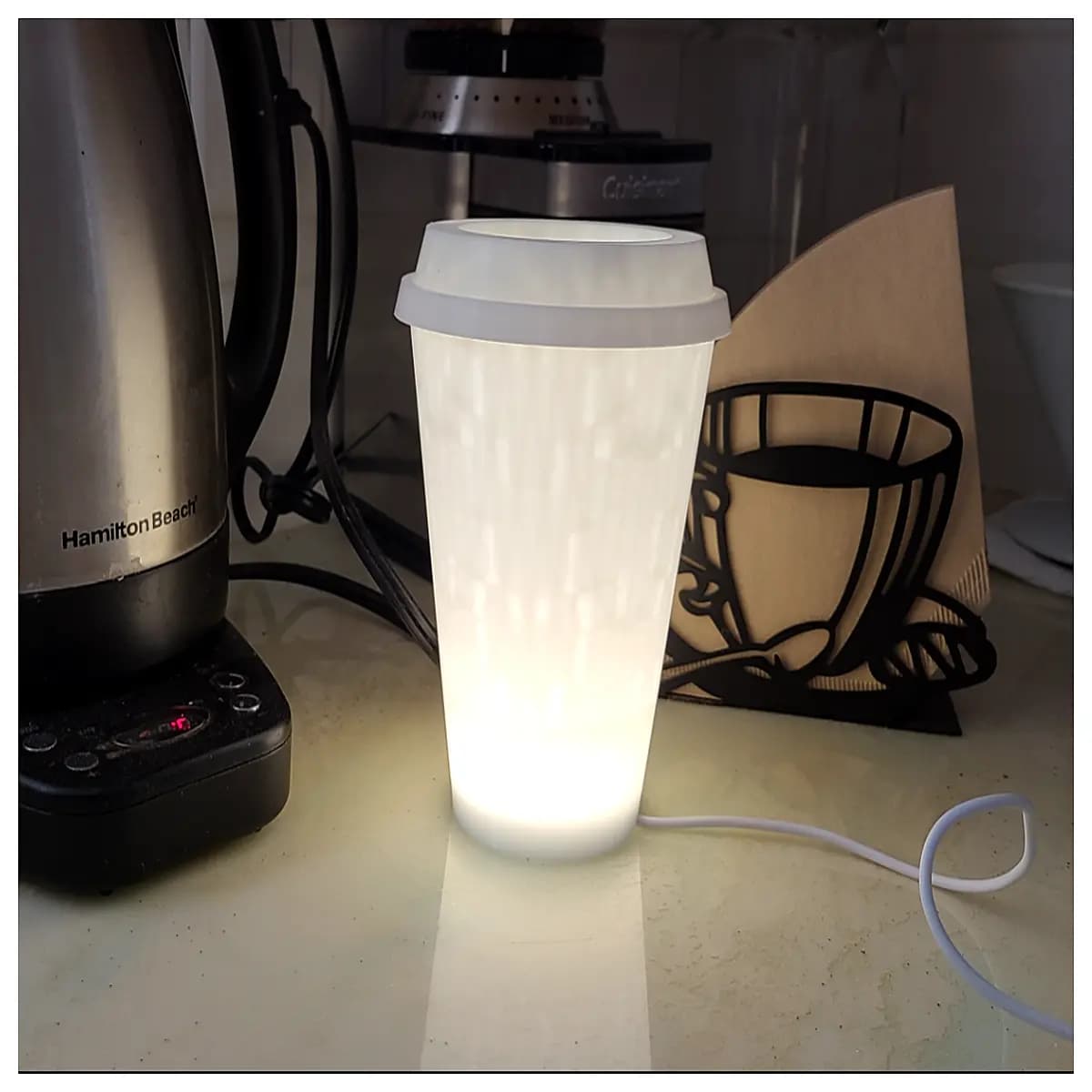 latte art coffee mug night usb rechargeable aesthetic bedroom decor cozy vibe coffee lovers warm
