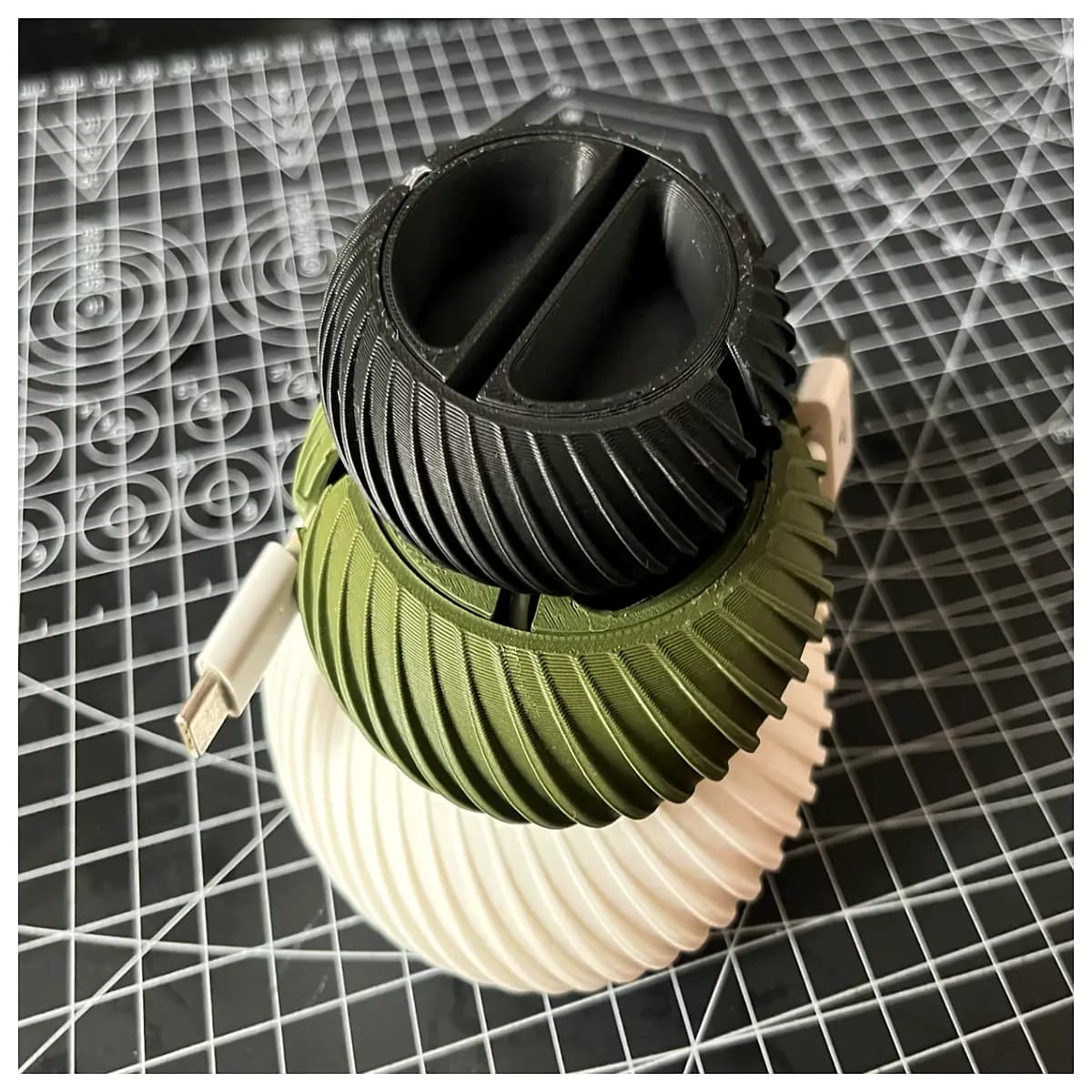printer cable winder organizer spool holder no support required auto retract cord management tool