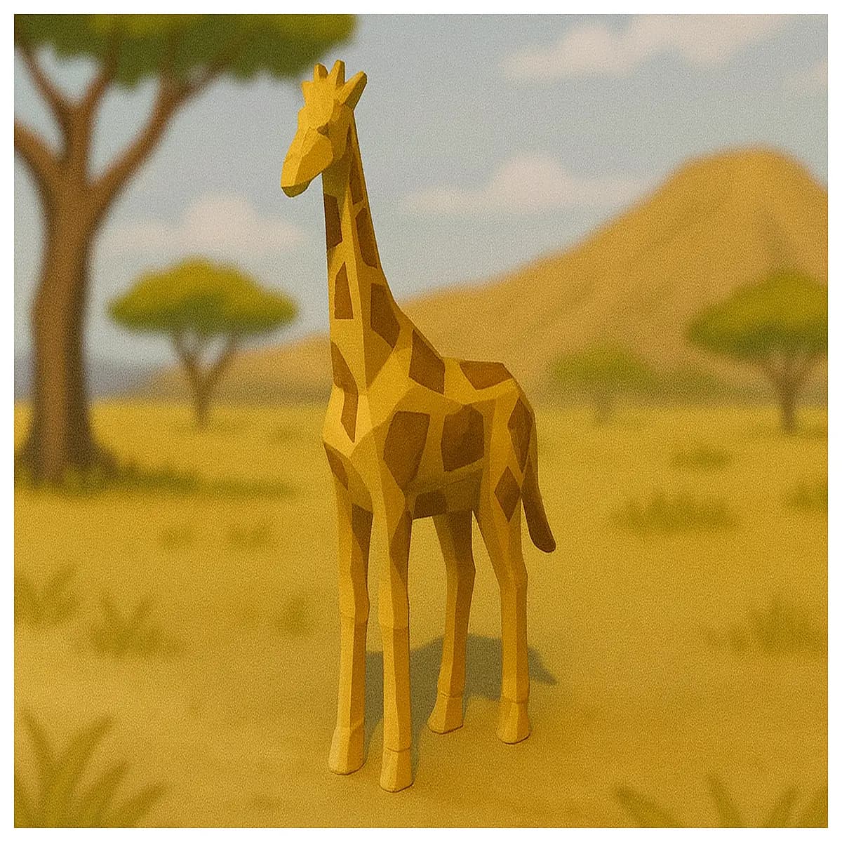 low poly giraffe statue printed decor geometric animal figurine modern minimalist home office desk ornament gift