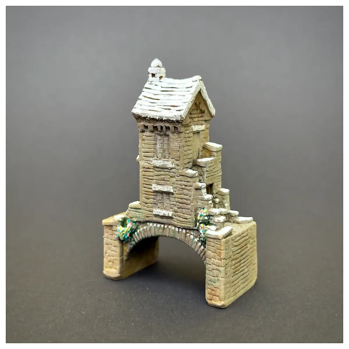 17th century english lake district bridge house miniature historical architecture diorama collectible vintage style resin figure