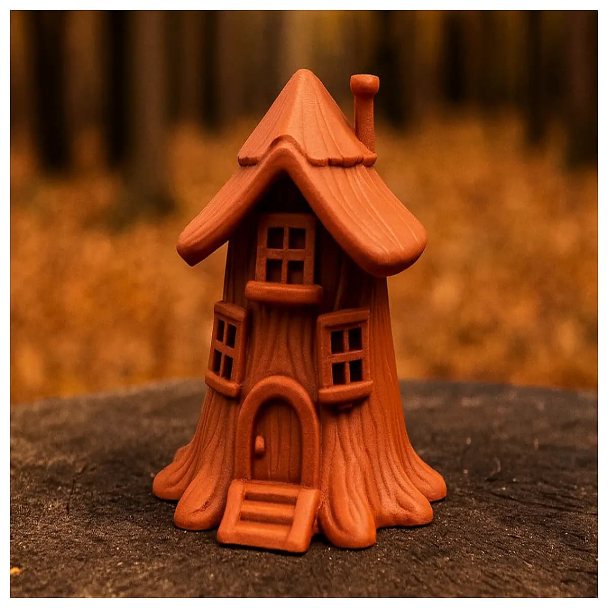 driftwood fairy house miniature diorama resin craft nature decor woodland scene rustic cottage