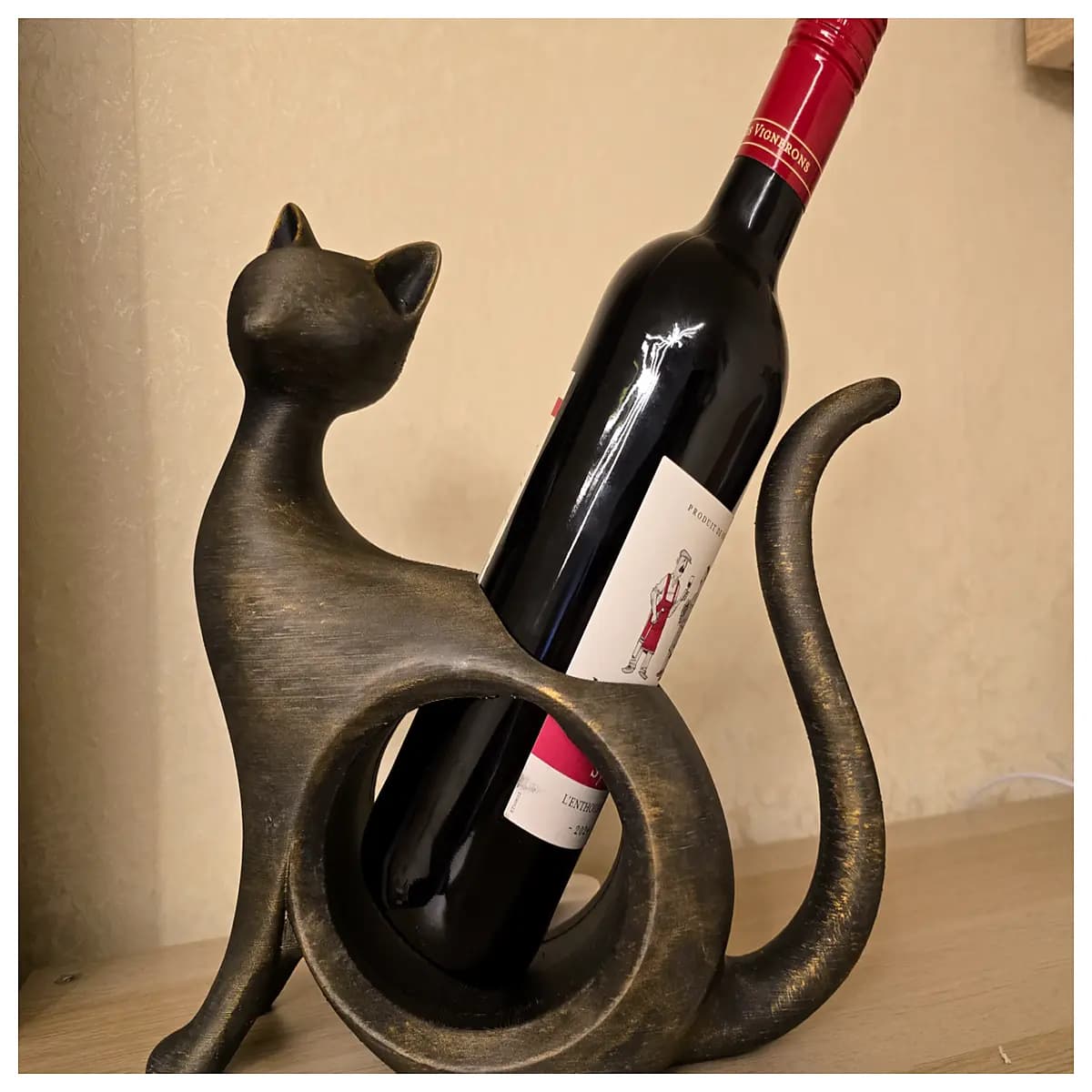 cat wine bottle holder cute animal shaped bar counter decor kitchen shelf organizer storage rack for liquor bottles
