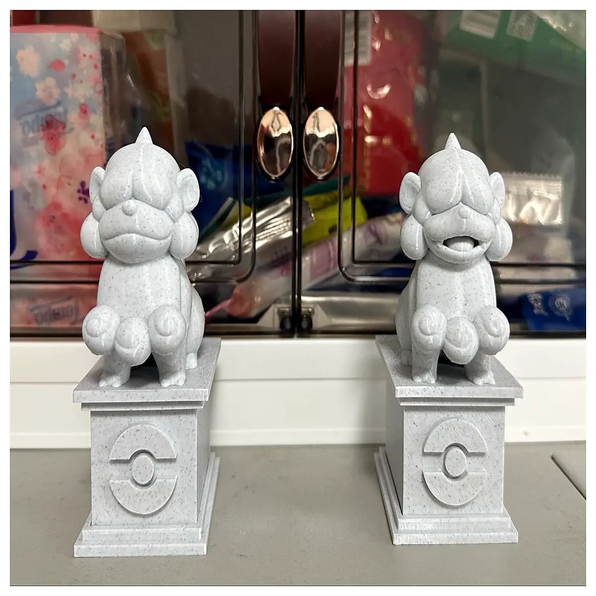 shiny growlithe stone lion statue chinese figure collectible toy anime decor
