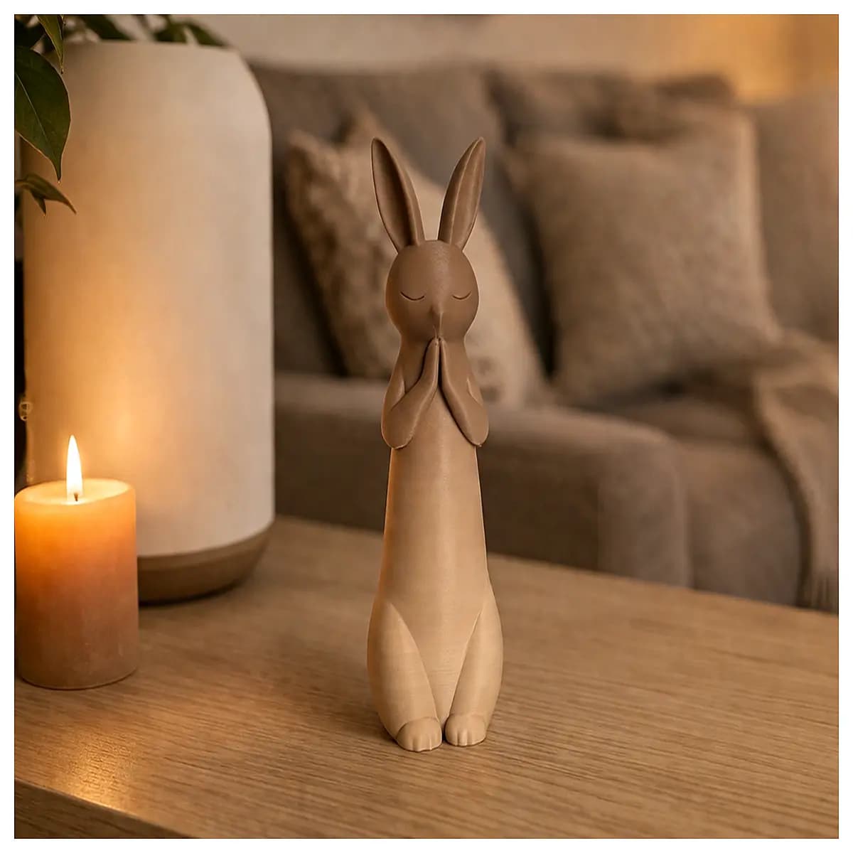 zen rabbit sculpture minimalist home decor peaceful animal statue for living room shelf office desk aesthetic calm vibe gift