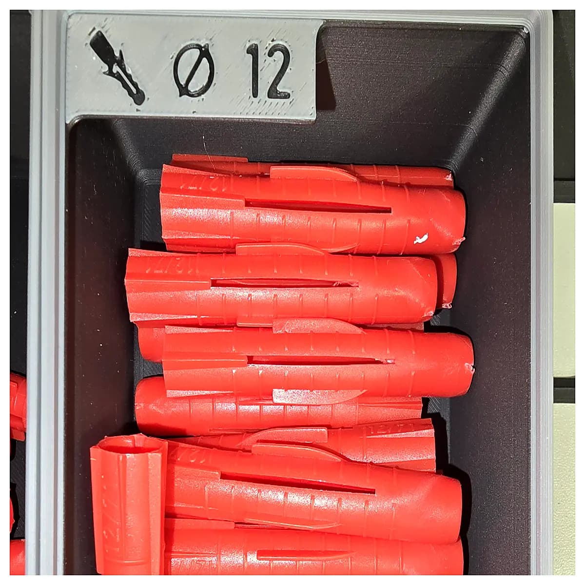 gridfinity 12mm wall plug organizer bin system modular storage box parts organizer workshop tool holder