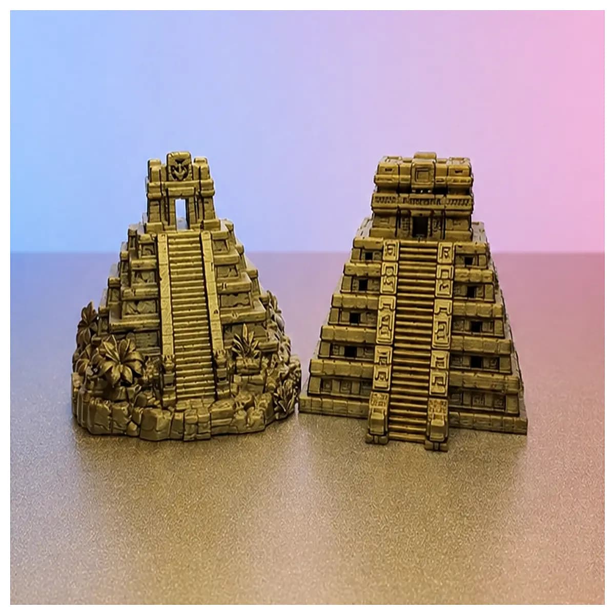 mayan temple twin stars xibalba stair statue ancient aztec mythology decorative home decor fantasy art piece