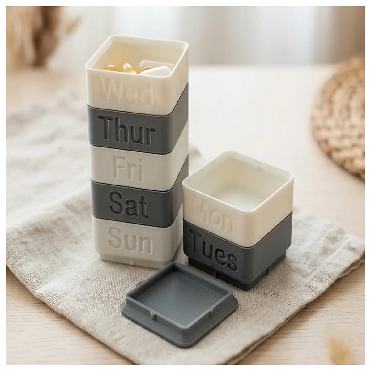 stackable pill organizer with snap lid daily morning afternoon medication box large capacity vitamin storage case for travel