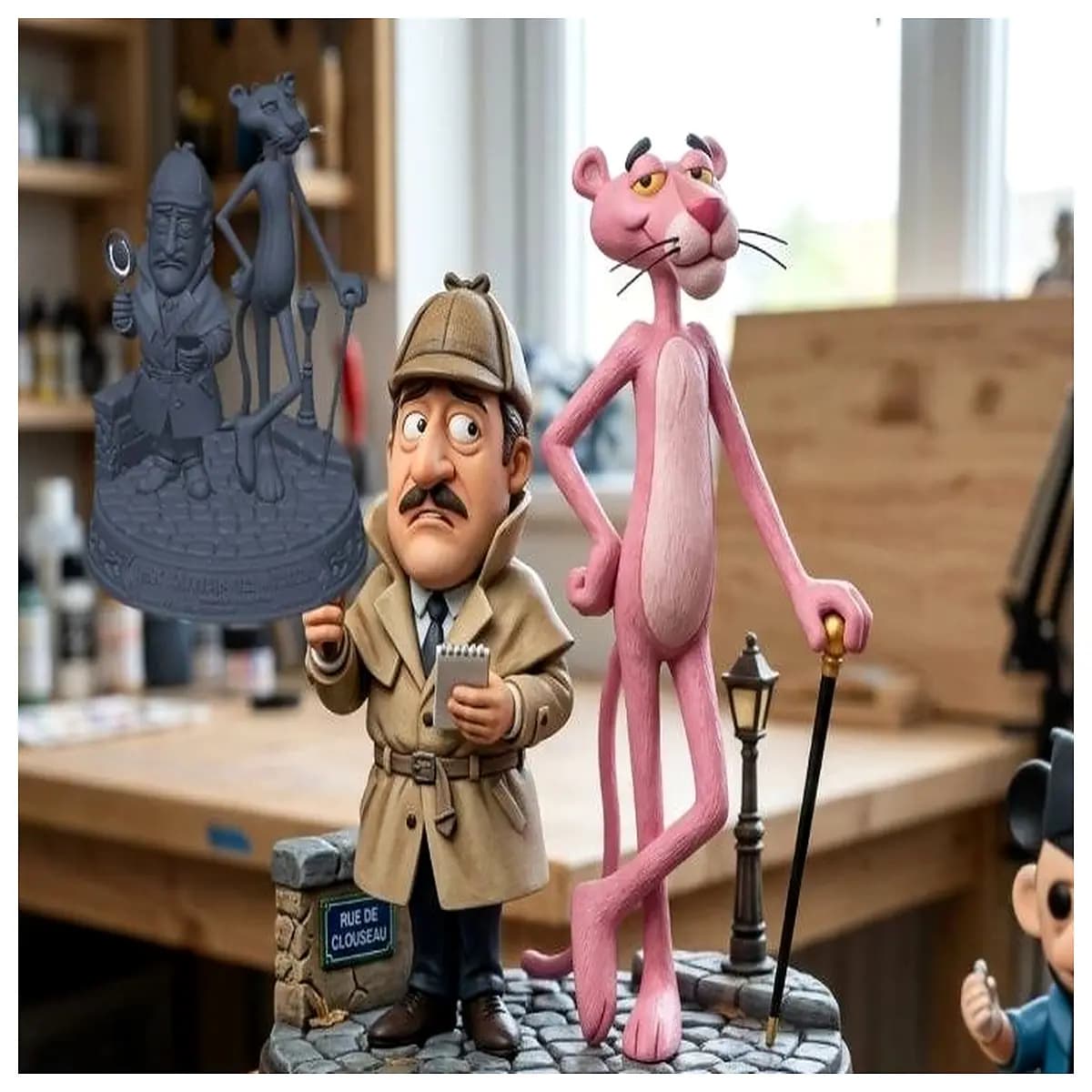 pink and clouseau collectible figure resin statue decoration gift