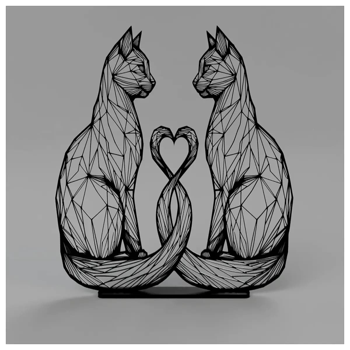 low poly cat figurine couple romance desk ornament resin statue with romantic lovers valentine decor