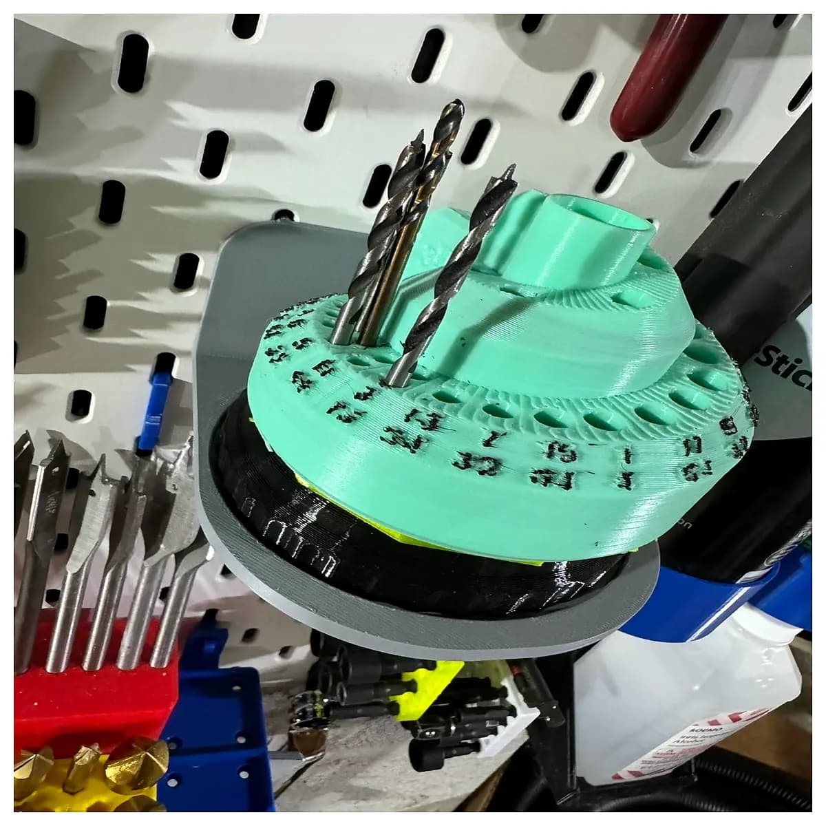 rotary drill bit holder rack organizer storage for rotary table workshop tool management duty industrial drilling accessories
