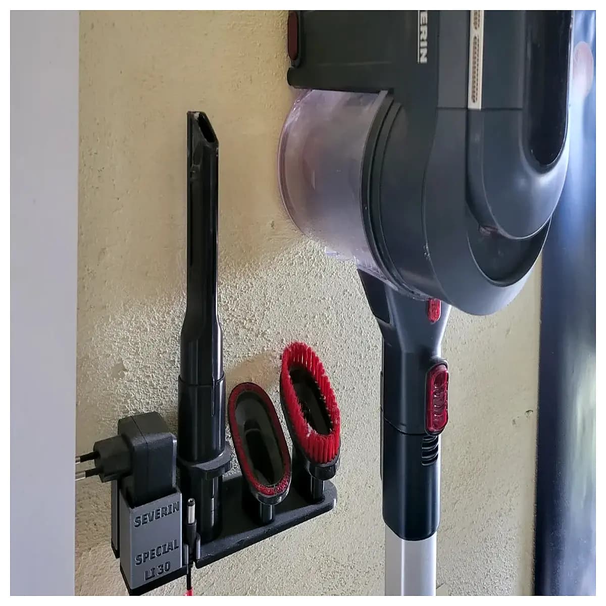 severin vacuum cleaner accessories holder wall mount storage rack for hose nozzle brush attachments organizer tidy