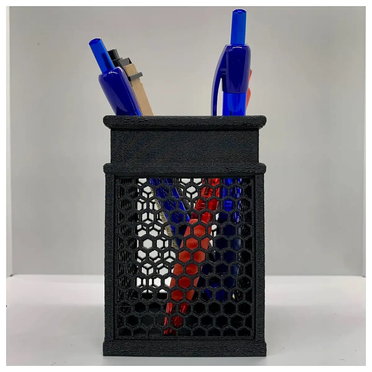 honeycomb pen holder square desk organizer mesh storage container for office supplies and stationery