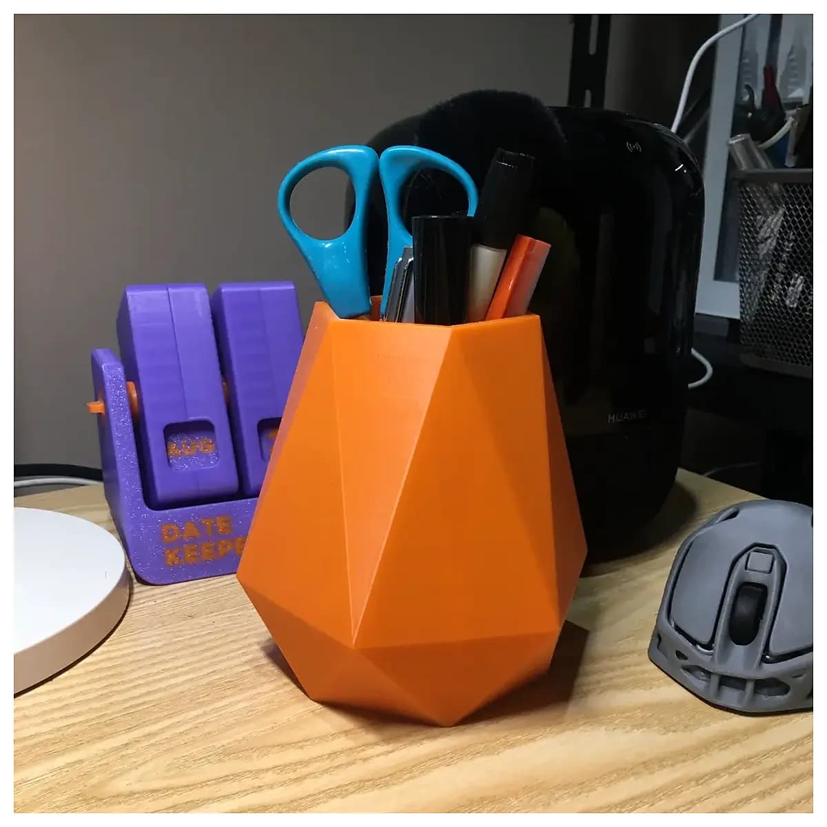 geometric pencil holder desk organizer multi sided pen cup modern office supplies storage container for home workspace