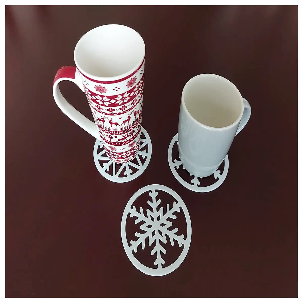 winter coaster set warm mug holder heat cork non slip table protector holiday gift cozy home decor