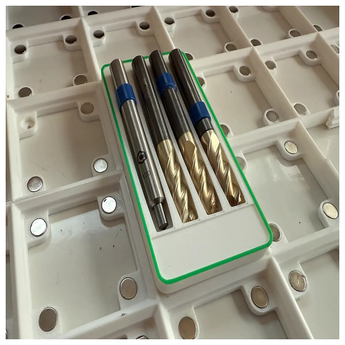 gridfinity 14x635mm modular organizer bin holder for end mill cutters storage rack system compatible with printed tool box