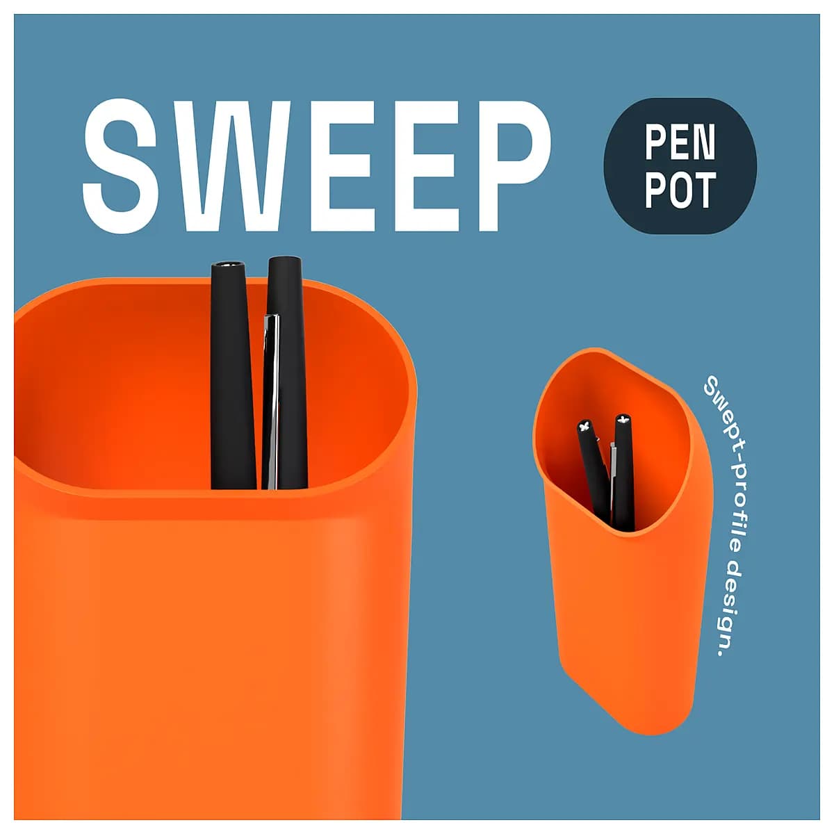 sweeping pen holder desk organizer minimalist modern office supplies storage container for pens pencils desktop cleanup tool
