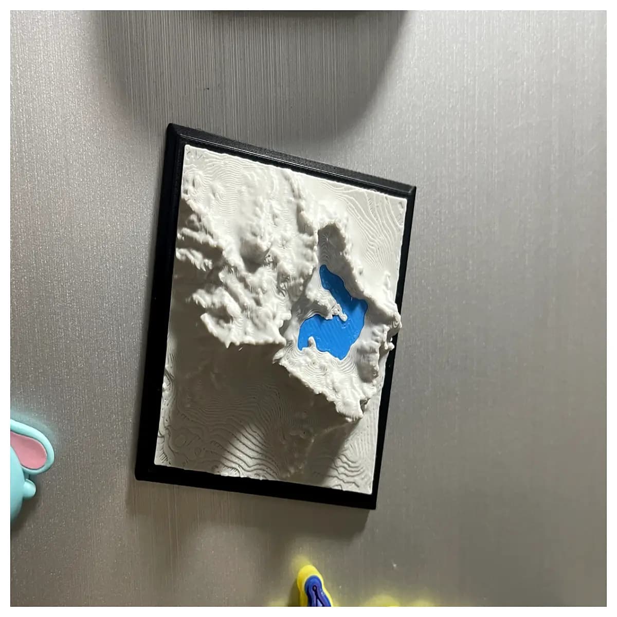 printed mountain landscape with fridge magnet accessory realistic topography decor home office desk ornament geography lovers
