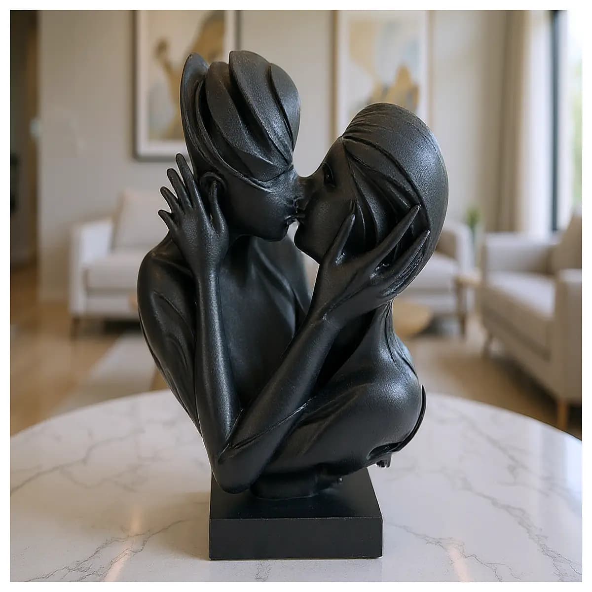 modern kissing couple sculpture abstract art home decor living room office desk statue resin figurine romantic lovers