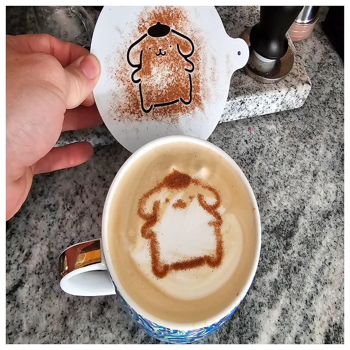 pompompurin latte art stencil template reusable coffee design guide barista tool