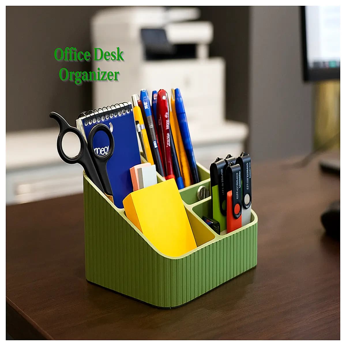 desktop organizer with compartments for office supplies pen holder small items storage box desk accessories for home office cable management tray